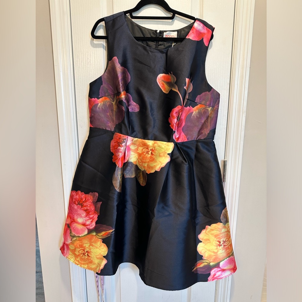 Navy Floral Cocktail Dress 1X